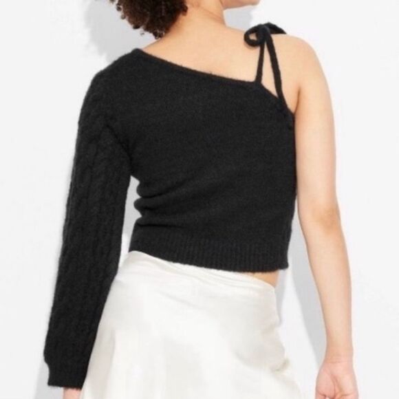 Wild Fable Black One-Shoulder Sweater, Size M, NWT - Picture 2 of 11